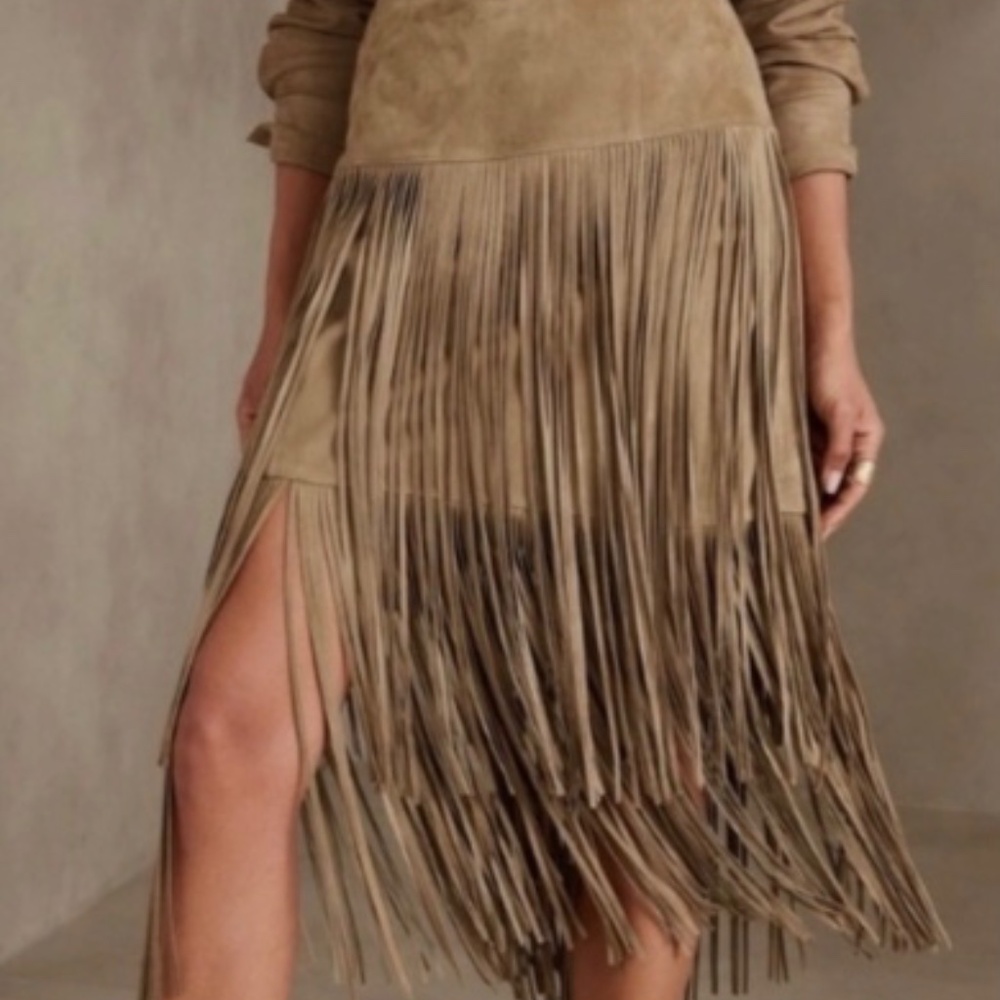 Banana Republic, Genuine Suede Fringe skirt - Picture 3 of 3